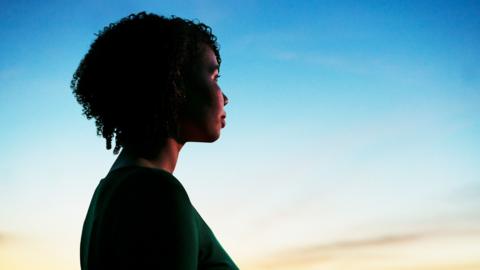 looking ahead at dusk - stock photo
