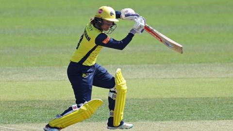  Ella McCaughan of Hampshire Hawks plays a shot