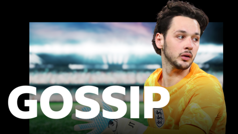 Football gossip promo image containing a picture of James Trafford