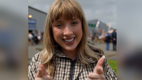 Katie Owen, who has blonde hair and a fringe