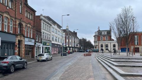 Cars by Jubilee Square in Leicester 