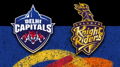 Delhi Capitals v Kolkata Knight Riders badge graphic