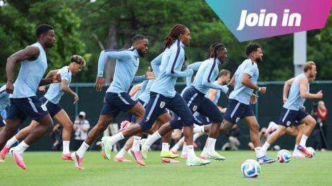 England training in the US ahead of the game.