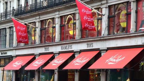 Hamleys store and brand logo seen in London