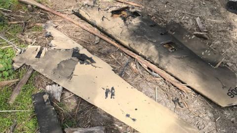 Israeli military photos show parts of the destroyed drone