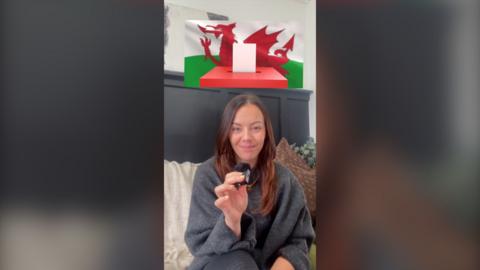 Girl talking about politics on her sofa 