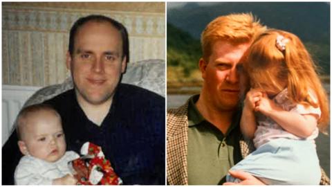 Reserve Constable David Johnston and Constable John Graham with their children