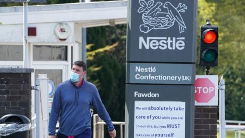 Man leaving Nestle factory in Fawdon