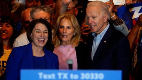 Amy Klobuchar (LEFT) endorses Joe Biden (RIGHT)