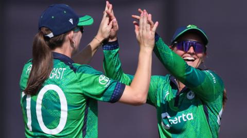 Orla Prendergast and Gaby Lewis celebrate