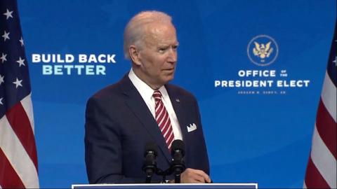 US President-elect Joe Biden criticises President Donald Trump's denial of his election loss.