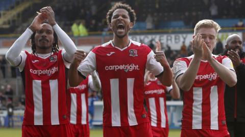 Exeter City celebrate Carlisle win