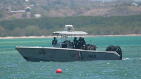 A Trinidad and Tobago coast guard boat patrolling the waters