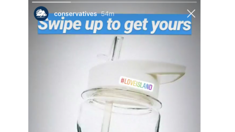 A water bottle featuring the phrase "don't let Corbyn mug you off"