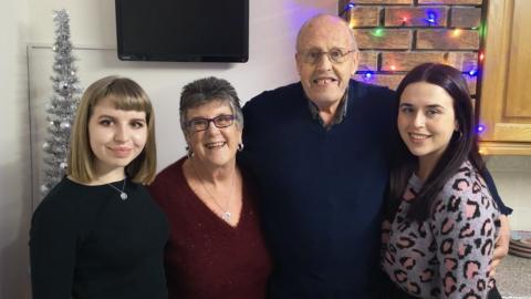 Ffion Evans with her grandparents and her sister