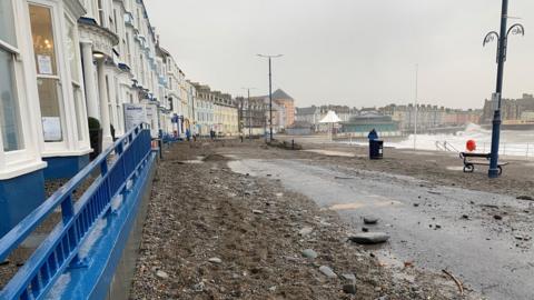 damage on Aberystwyth promenade