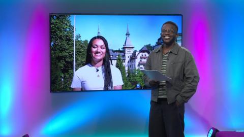 De-Graft on the Newsround set