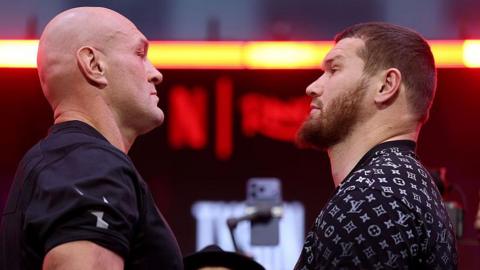 Tyson Fury faces off with Arslanbek Makhmudov