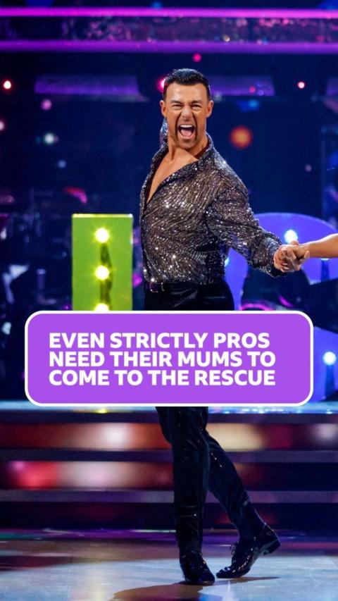 Kai Widdrington wears a grey sheer sequinned shirt and trousers with black patent shoes and has his mouth open excitedly while dancing