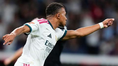 Kylian Mbappe celebrates