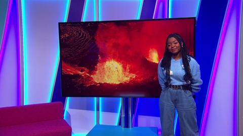 Emma-Louise on the Newsround set