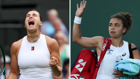 Split picture of Aryna Sabalenka and Jasmine Paolini at Wimbledon after second-round matches 
