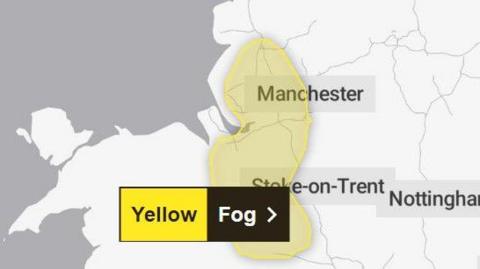 A Met Office maps shows a large chunk of the north west is set to be affected by the yellow weather warning, from Preston in the north down to Cheshire West, excluding Wirral and Neston, and across to the west of Manchester.