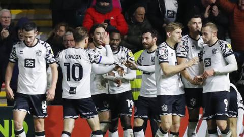 Port Vale celebrate at Plymouth