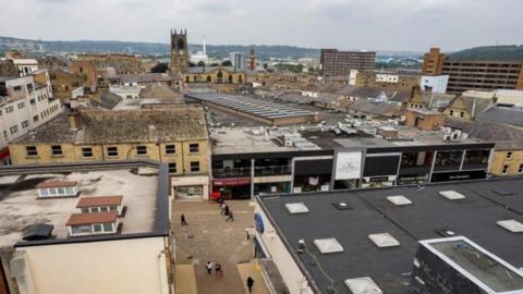View of Huddersfield and the Packhorse shopping centre