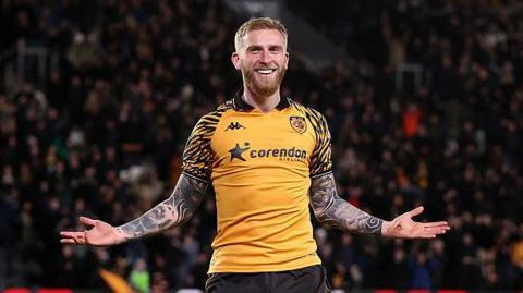 Hull City's Oli McBurnie celebrates scoring a goal