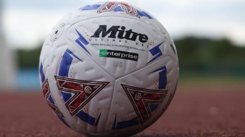 National League matchball on an athletics track
