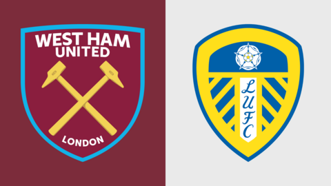 West Ham badge graphic and Leeds United badge graphic