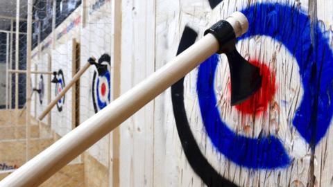 An axe throwing venue