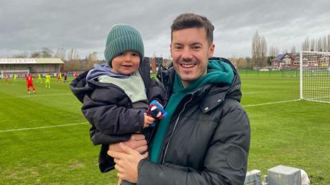 Danny Pickering with his son Marley at a non-league game