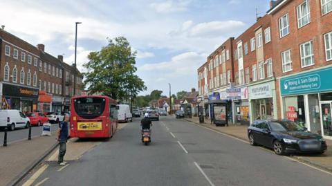 A Google Street image of a British high street.