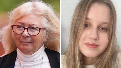 A composite image of both women
