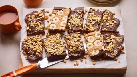 Frozen banana and peanut bark