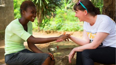Pauline Cafferkey with Ebola survivor Mbalu