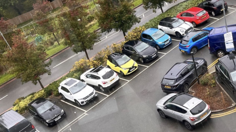 Busy car park at the John Radcliffe Hospital