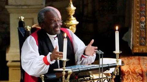 Bishop Michael Curry delivers a sermon at the royal wedding.