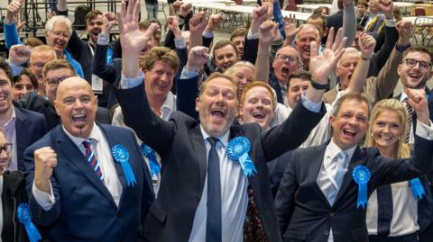 Celebrating Scottish Conservatives at the count in Aberdeen South