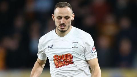 Andrija Vukcevic in action for Preston North End