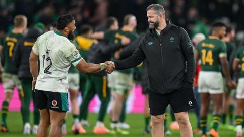 Bundee Aki and Andy Farrell