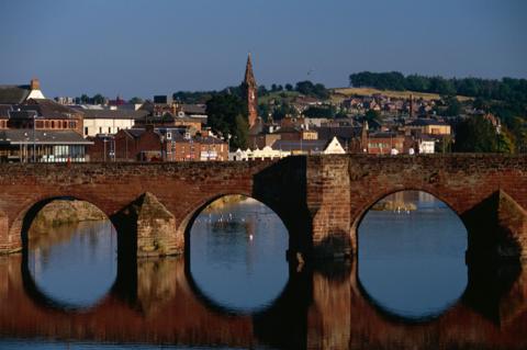 A view through the old bridge in Dumfries