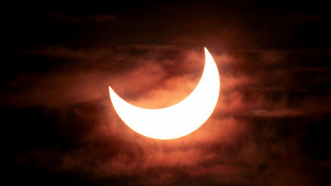 A partial solar eclipse seen in New Zealand in 2025.