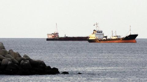 Tankers sit at anchor in Oman