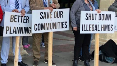 Signs at a protest