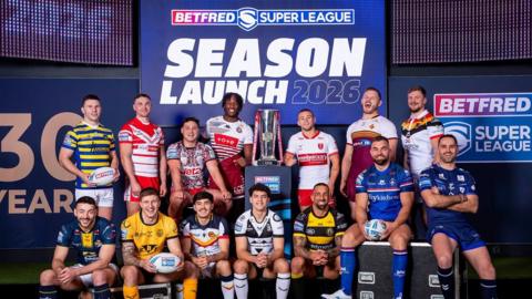 Various Super League players pose during the 2026 Super League season launch