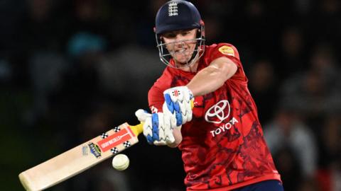 England batter Harry Brook plays a shot