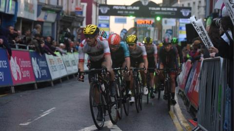 Cyclist in the Aberystwyth leg of the Pearl Izumi UK Tour Series